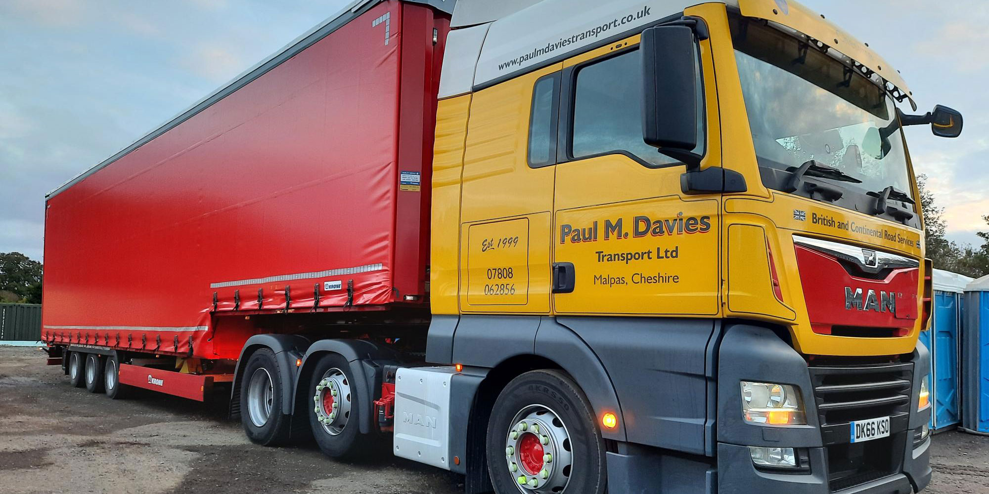 Haulage lorry at yard in Malpas, Cheshire